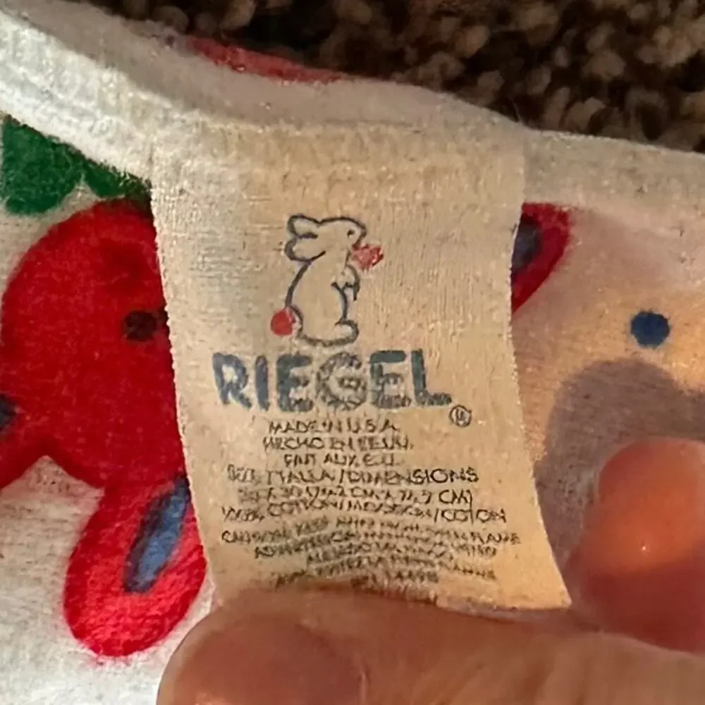 Vintage Riegel Baby Blanket Red Blue Yellow Green primary color 100% Cotton